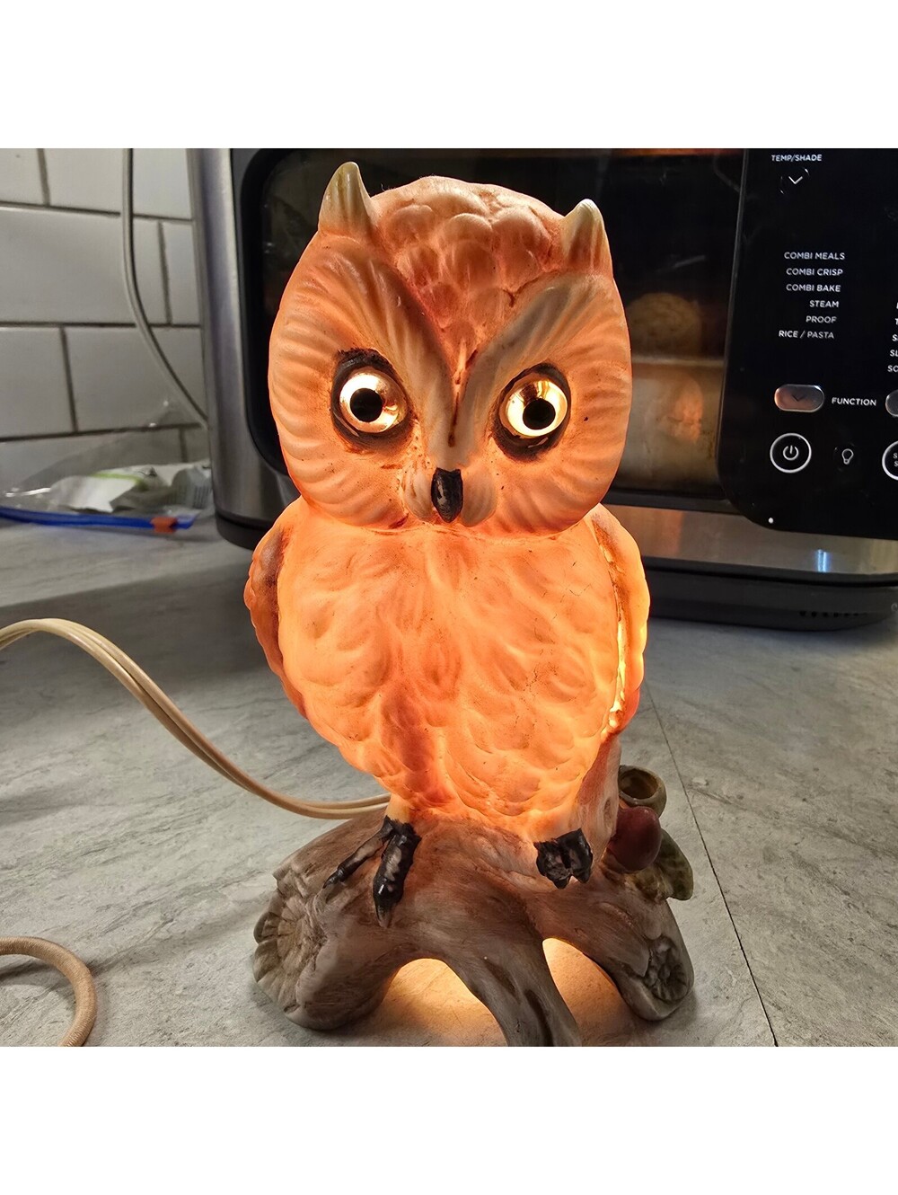 Vintage Mid Century Ardalt Lenwile Verithin Ceramic Owl Night Light Lamp 4050